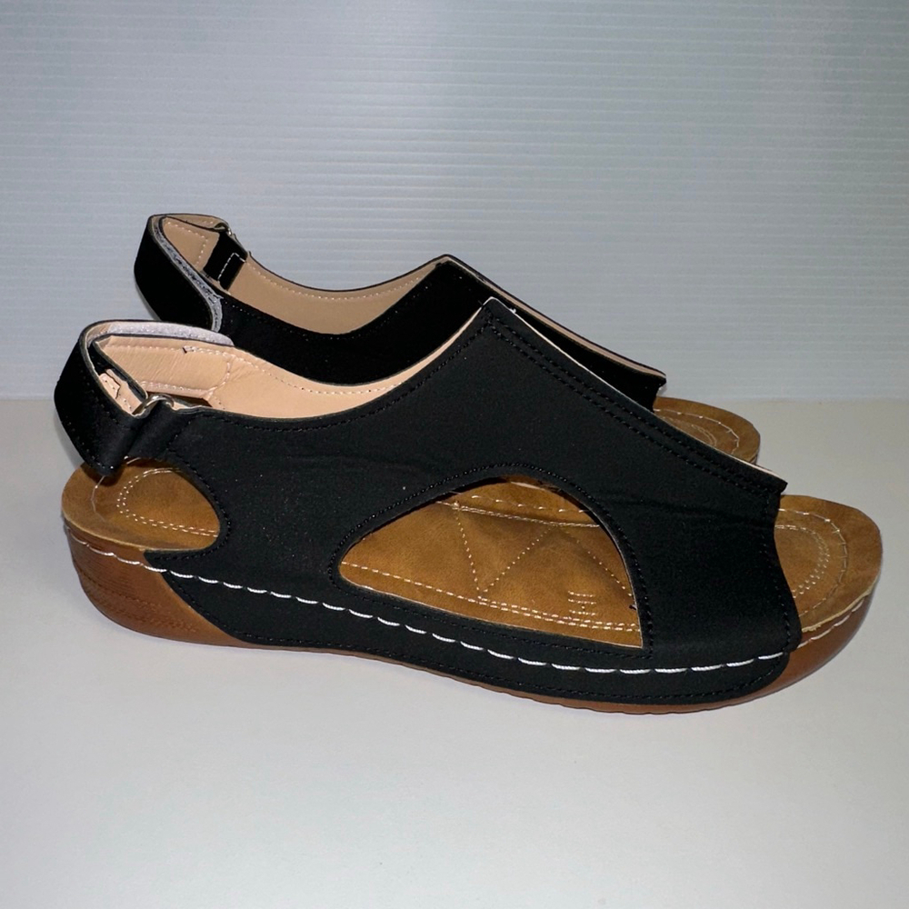 Summer Womens NWOT Comfortable Lightweight Sandals Black Tan Walking (43) 11/12 - Picture 15 of 16